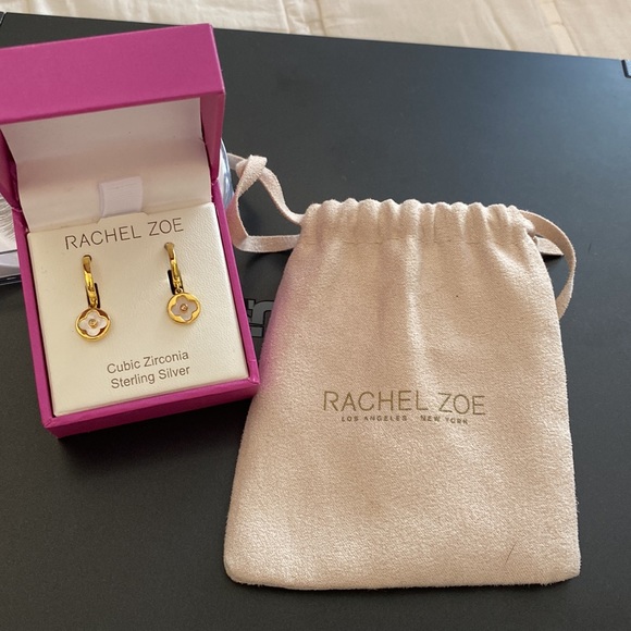 Rachel Zoe | Womens Cubic Zirconia Sterling Silver Clover Dangle Earring - Picture 3 of 5